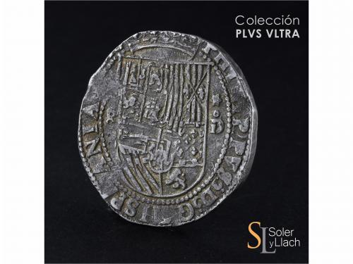 FELIPE II. 8 Reales. S/F. LIMA. D. Anv.: P / 8 - Escudo - es