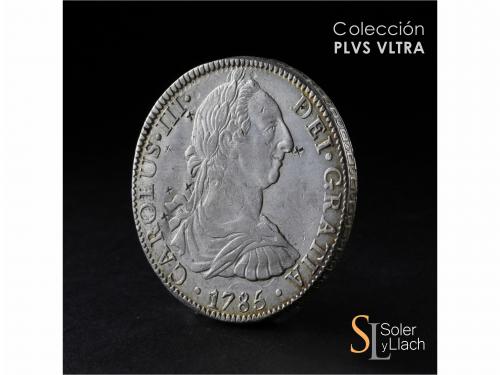 CARLOS III. 8 Reales. 1785. MÉXICO. F.M. 26,95 grs. Resellos