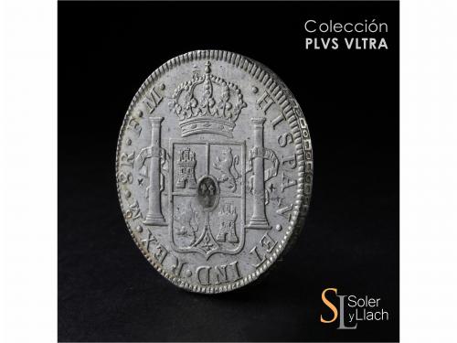 CARLOS III. 8 Reales. 1785. MÉXICO. F.M. 26,95 grs. Resellos