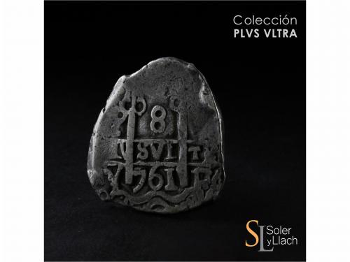 CARLOS III. 8 Reales. 1761. POTOSÍ. V.-Y. 26,81 grs. MBC-. /