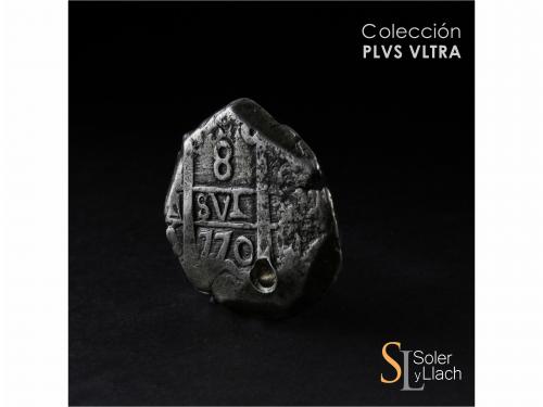 CARLOS III. 8 Reales. 1770. POTOSÍ. V.-(Y.). 25,27 grs. Dos 