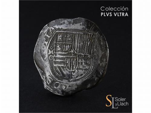 FELIPE II. 8 Reales. S/F. MÉXICO. O. Anv.: M roel encima / O