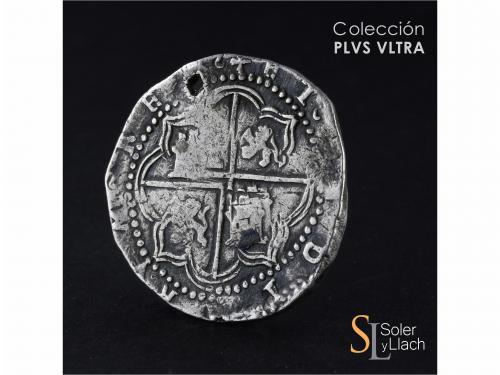 FELIPE II. 8 Reales. S/F. POTOSÍ. B. Anv.: P / B - Escudo - 