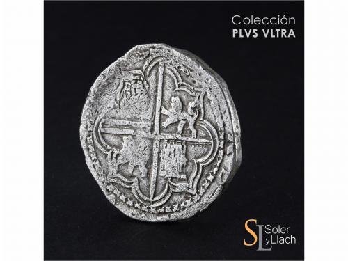 FELIPE II. 8 Reales. S/F. POTOSÍ. B. Anv.: P / B - Escudo - 