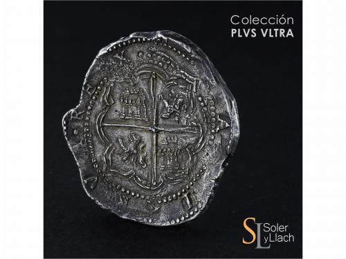 FELIPE II. 8 Reales. S/F. POTOSÍ. A. Anv.: P / A - Escudo - 