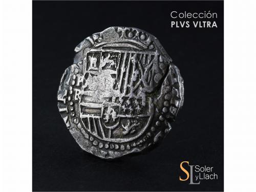 FELIPE II. 8 Reales. S/F. POTOSÍ. RL nexadas. Anv.: P / RL n