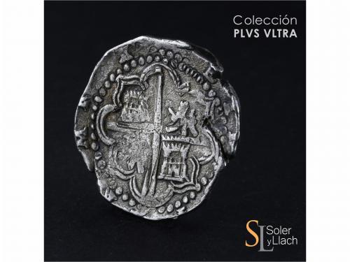 FELIPE II. 8 Reales. S/F. POTOSÍ. RL nexadas. Anv.: P / RL n