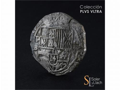 FELIPE II. 8 Reales. S/F. POTOSÍ. BR (nexada). Anv.: P / BR 