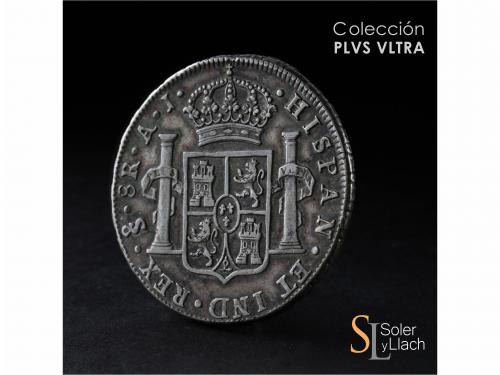 CARLOS IV. 8 Reales. 1801. SANTIAGO. A.J. 26,91 grs. Pátina.