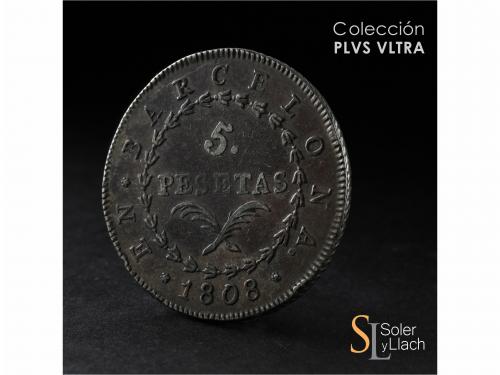 OCUPACIÓN NAPOLEÓNICA de CATALUNYA. 5 Pesetas. 1808. BARCELO