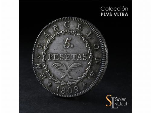 OCUPACIÓN NAPOLEÓNICA de CATALUNYA. 5 Pesetas. 1809. BARCELO