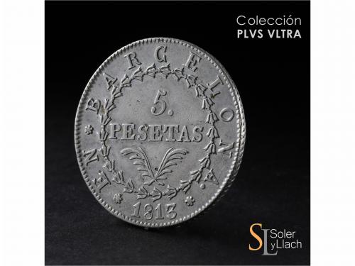 OCUPACIÓN NAPOLEÓNICA de CATALUNYA. 5 Pesetas. 1813. BARCELO
