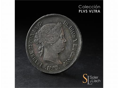 ISABEL II. 20 Reales. 1862. BARCELONA. 25,93 grs. Pequeños g