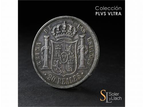 ISABEL II. 20 Reales. 1862. BARCELONA. 25,93 grs. Pequeños g