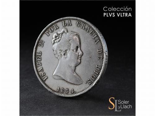 ISABEL II. 20 Reales. 1834. MADRID. N.C. 26,89 grs. Limpiada