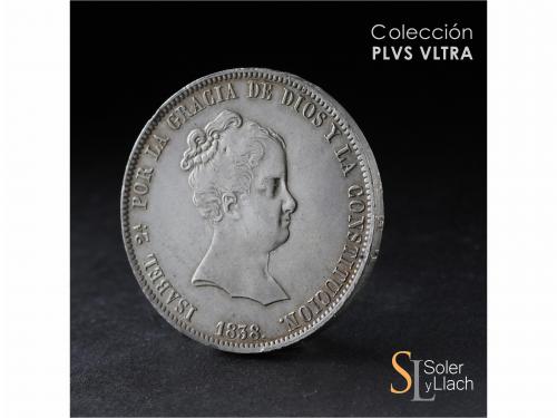 ISABEL II. 20 Reales. 1838. MADRID. C.L. 27,07 grs. Restos d