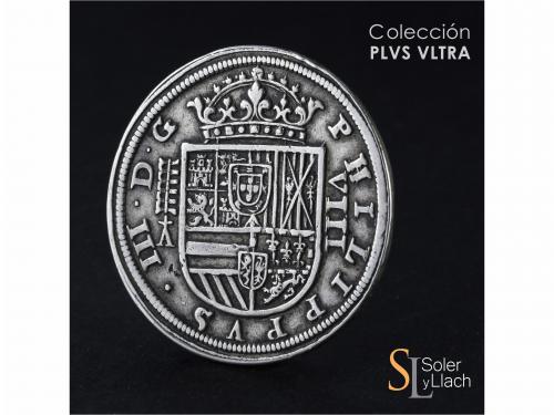 FELIPE III. 8 Reales. 1617. SEGOVIA. A cruz encima. 26,22 gr