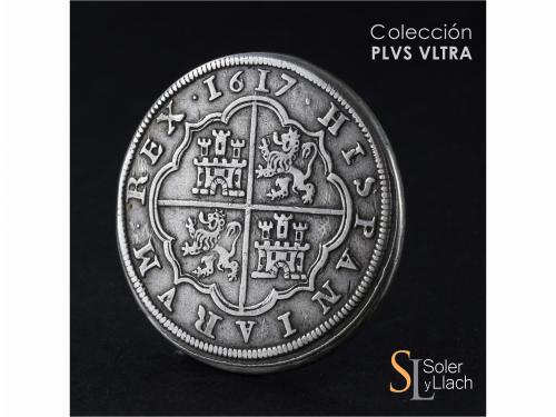 FELIPE III. 8 Reales. 1617. SEGOVIA. A cruz encima. 26,22 gr