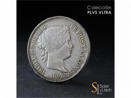 ISABEL II. 20 Reales. 1857. MADRID. 26,07 grs. Leves golpeci