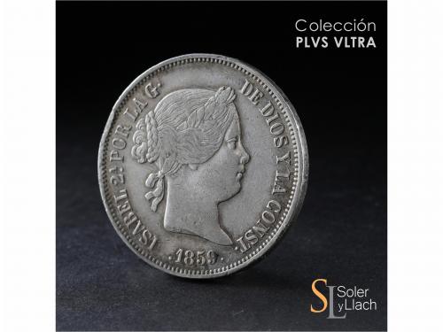 ISABEL II. 20 Reales. 1859. MADRID. 25,82 grs. Ligera pátina