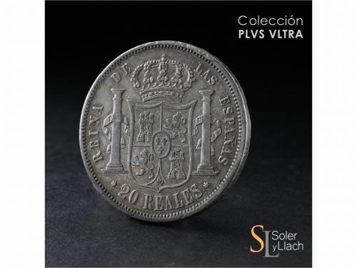 ISABEL II. 20 Reales. 1859. MADRID. 25,82 grs. Ligera pátina
