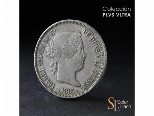 ISABEL II. 20 Reales. 1861. MADRID. 25,91 grs. Leve pátina d