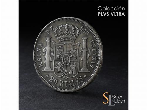 ISABEL II. 20 Reales. 1862. MADRID. 25,83 grs. Pátina oscura