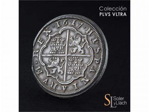 FELIPE III. 8 Reales. 1617. SEGOVIA. A cruz encima. 26,68 gr