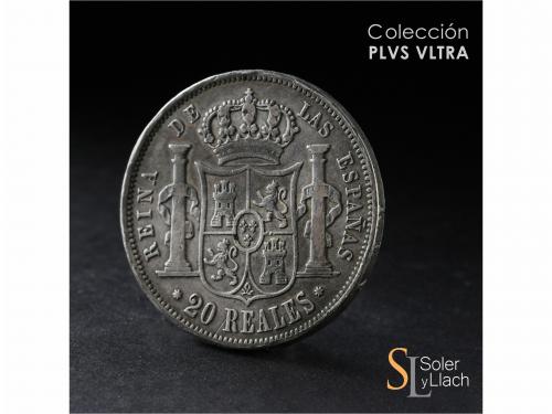 ISABEL II. 20 Reales. 1851. SEVILLA. 25,78 grs. Pátina oscur