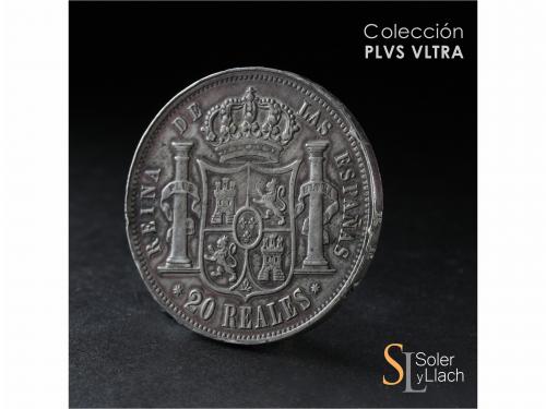 ISABEL II. 20 Reales. 1852. SEVILLA. 25,8 grs. Pátina irregu
