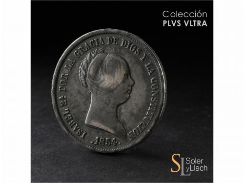 ISABEL II. 20 Reales. 1854. SEVILLA. 25,75 grs. Pátina oscur