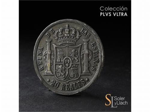 ISABEL II. 20 Reales. 1854. SEVILLA. 25,75 grs. Pátina oscur