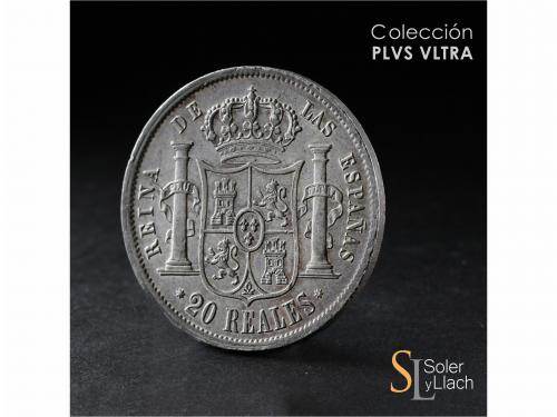 ISABEL II. 20 Reales. 1855/2. SEVILLA. 26,02 grs. Brillo ori