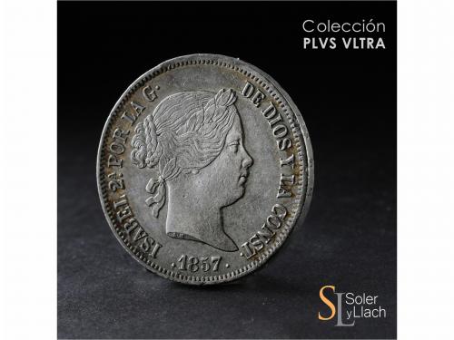 ISABEL II. 20 Reales. 1857. SEVILLA. 26,11 grs. Brillo origi