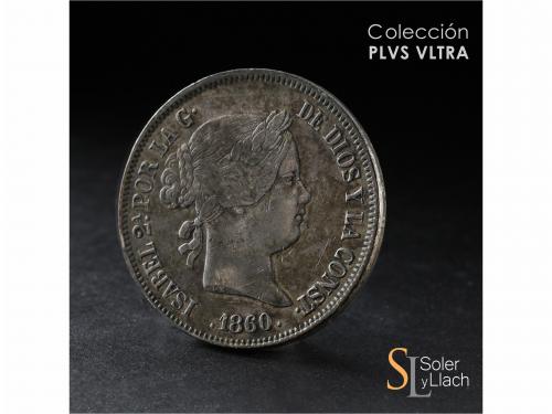 ISABEL II. 20 Reales. 1860/0. SEVILLA. 25,86 grs. Pequeños g