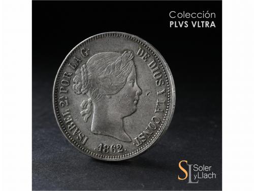 ISABEL II. 20 Reales. 1862. SEVILLA. 25,85 grs. Pequeños gol