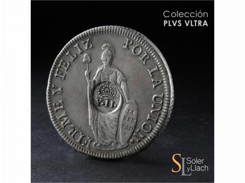 ISABEL II. 1 Peso. 1833. MANILA. 26,72 grs. Resello Y-II cor