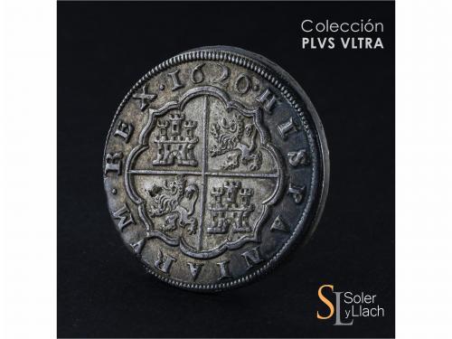FELIPE III. 8 Reales. 1620. SEGOVIA. A cruz encima. 26,11 gr
