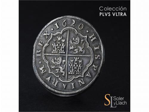 FELIPE III. 8 Reales. 1620. SEGOVIA. A cruz encima. Anv.: 3 