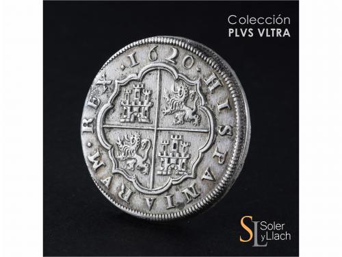 FELIPE III. 8 Reales. 1620. SEGOVIA. A cruz encima. Anv.: 3 