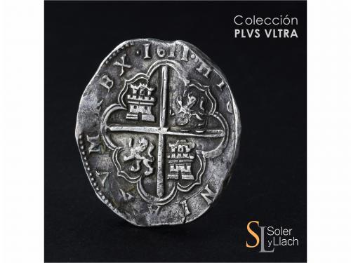 FELIPE III. 8 Reales. 1611. SEVILLA. B. 27,21 grs. Rara en e