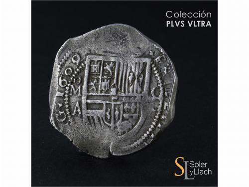 FELIPE III. 8 Reales. 1609. MÉXICO. A. Anv.: M roel encima /