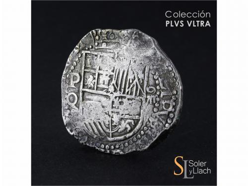 FELIPE III. 8 Reales. S/F. POTOSÍ. Q. Anv.: P / Q - Escudo -