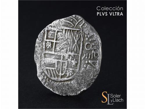 FELIPE III. 8 Reales. 1617. POTOSÍ. M. Anv.: P / M - Escudo 