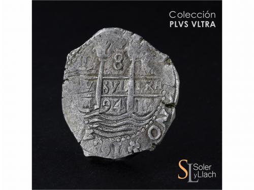 CARLOS II. 8 Reales. 1694. LIMA. M. 27,16 grs. Tres fechas v