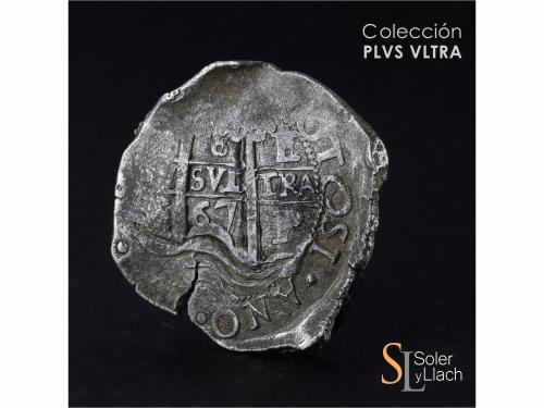 CARLOS II. 8 Reales. 1667. POTOSÍ. E. 27,25 grs. Dos fechas 