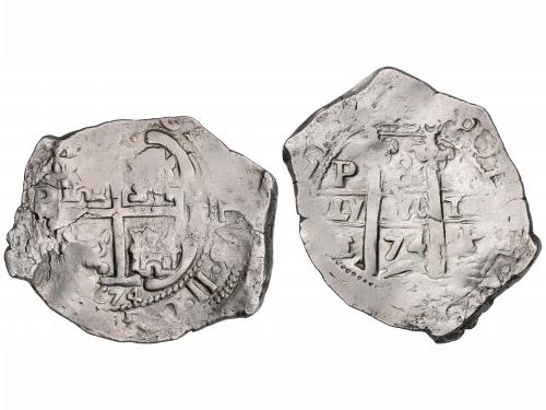 CARLOS II. 8 Reales. 1674. POTOSÍ. E. 25,56 grs. Dos fechas 