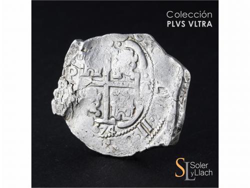 CARLOS II. 8 Reales. 1674. POTOSÍ. E. 25,56 grs. Dos fechas 