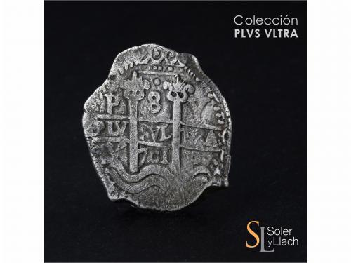 CARLOS II. 8 Reales. 1701. POTOSÍ. Y. Anv.: (C)AROLVS... 25,