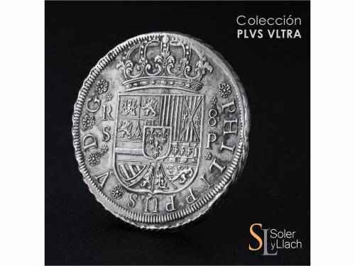 FELIPE V. 8 Reales. 1729. SEVILLA. P. 26,83 grs. Pátina y re